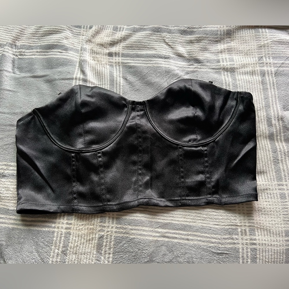 Black Tube Top with Chain Straps